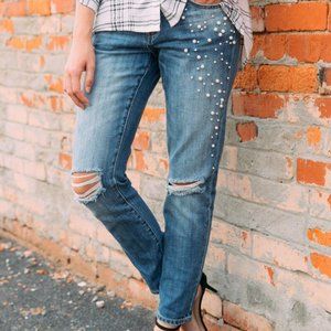 Harper Pearl Knee Slit Jeans - sz 28